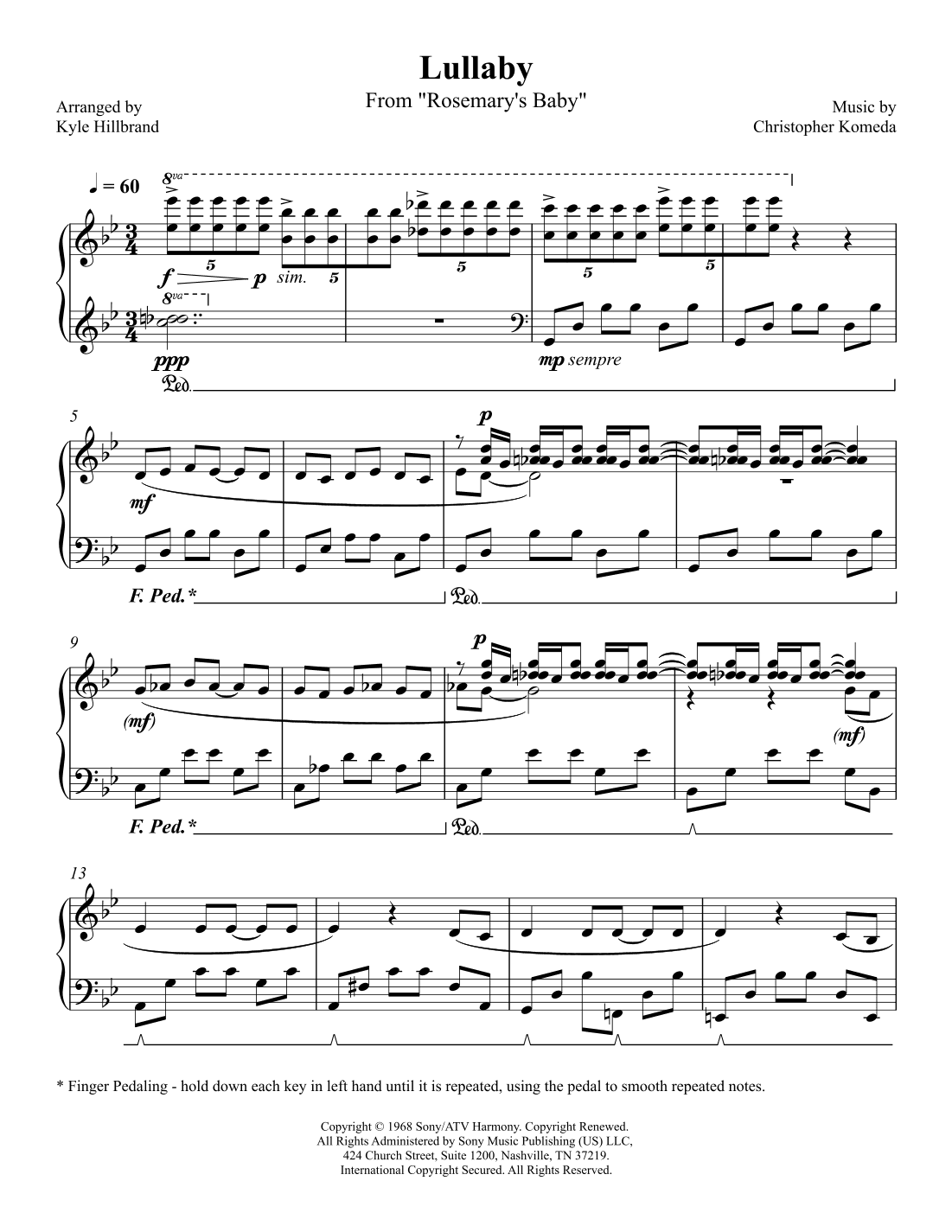 Lullaby From Rosemary's Baby (arr. Kyle Hillbrand)