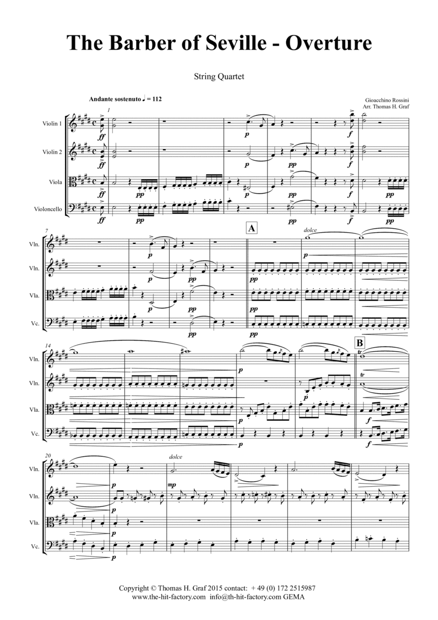 The Barber of Seville - Overture - String Quartet (arr. Thomas Graf)