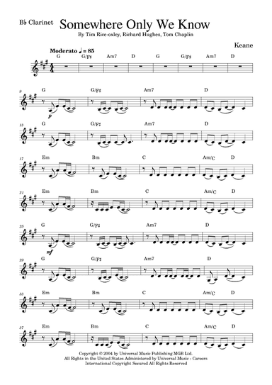 Somewhere Only We Know (arr. Golden Skull Editions)