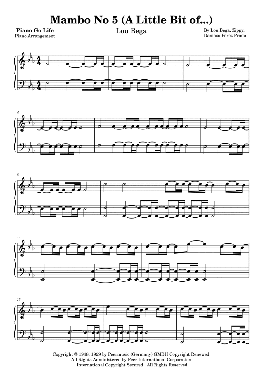 Mambo No. 5 (a Little Bit Of...) (arr. Piano Go Life)