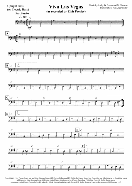 Viva Las Vegas  from VIVA LAS VEGAS (arr. Jan Angermüller)
