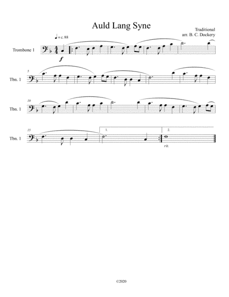 Auld Lang Syne (trombone solo) (arr. B. C. Dockery)