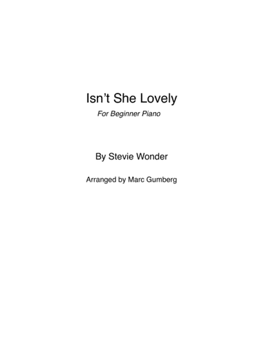 Isn't She Lovely (arr. Marc Gumberg)