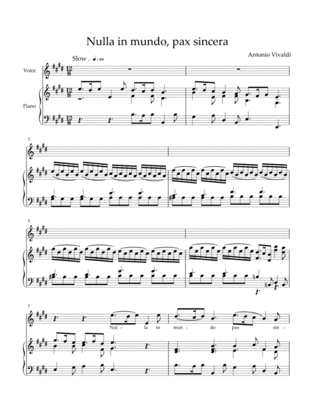 Vivaldi - Nulla in mundo, pax sincera (E major) (arr. MPS)