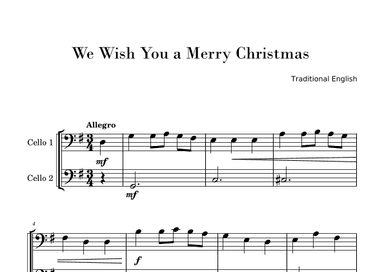 We Wish You a Merry Christmas (Easy Cello Duet) (arr. Gisele Sant'Ana)