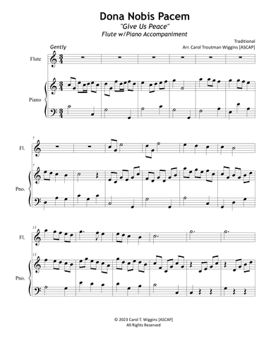 Dona Nobis Pacem (Give Us Peace) for Flute and Piano (arr. Carol Troutman Wiggins)