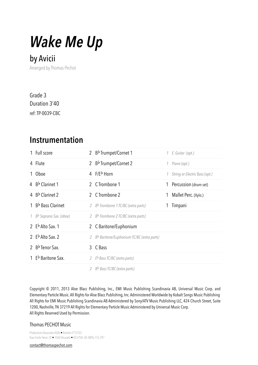 Wake Me Up (arr. Thomas PECHOT)