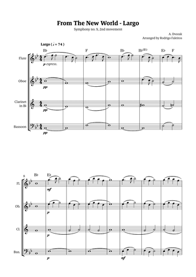 Largo (2nd movement of the Symphony no. 9 'From The New World') (arr. Rodrigo Faleiros)