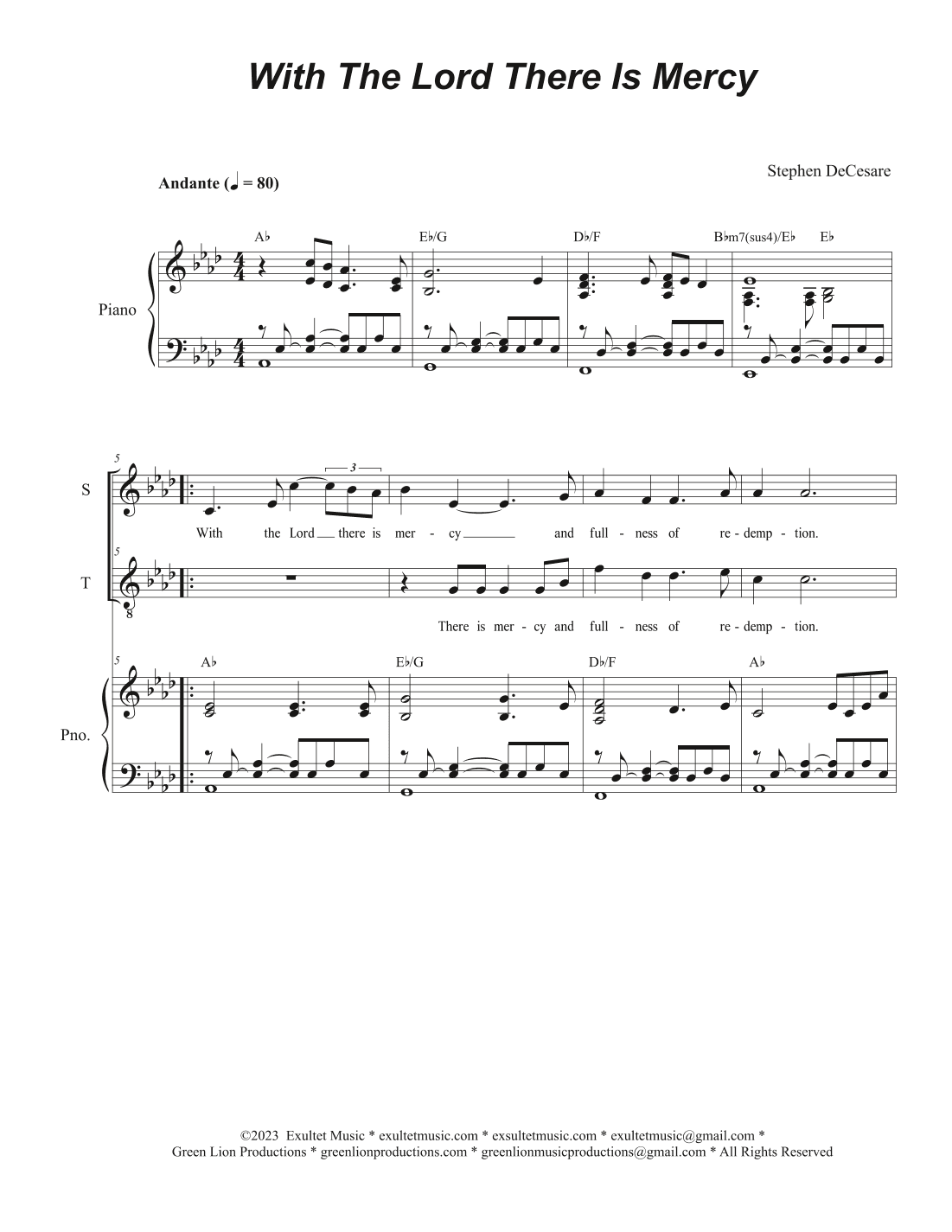 With The Lord There Is Mercy (Duet for Soprano and Tenor solo)