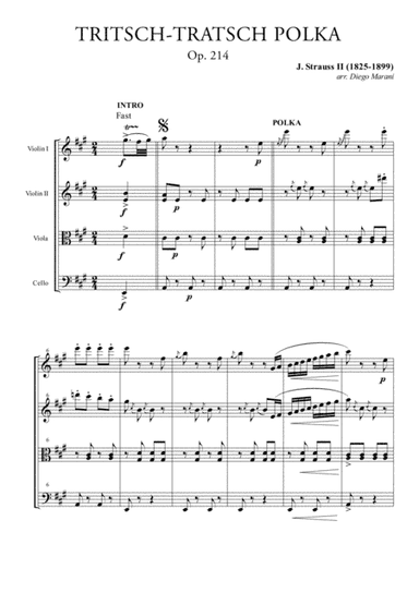 Tritsch-Tritsch Polka for String Quartet (arr. Diego Marani)