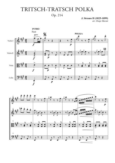 Tritsch-Tritsch Polka for String Quartet (arr. Diego Marani)