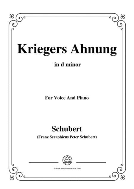 Schubert-Kriegers Ahnung,in d minor,for Voice&Piano (arr. MSM)