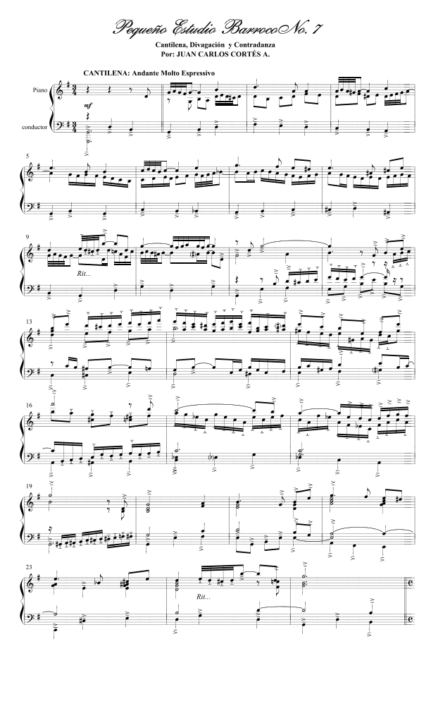 Pequeño Estudio Barroco No. 7, "Cantilena, Divagación y Contradanza" (Small Baroque Study No. 7)