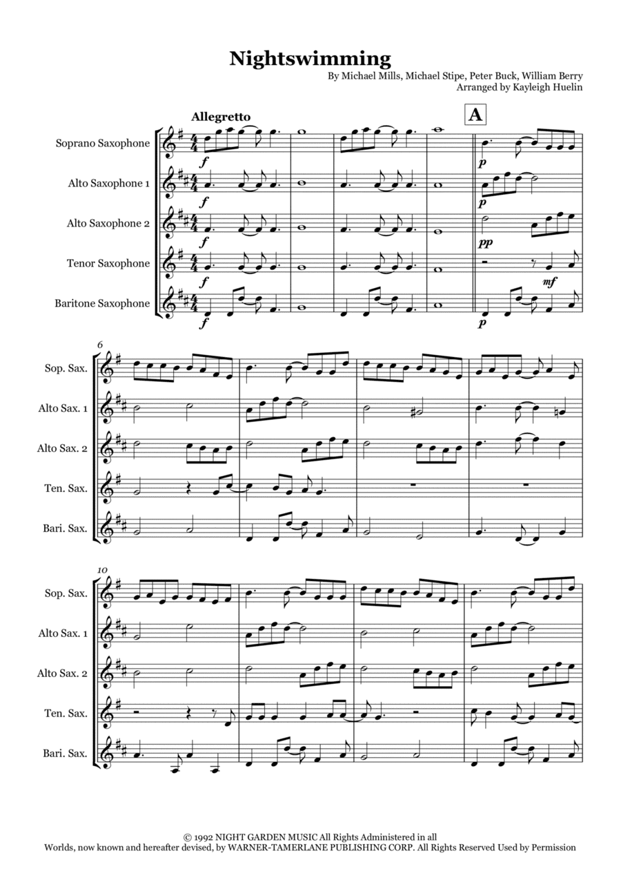 Nightswimming (arr. Kayleigh Huelin)