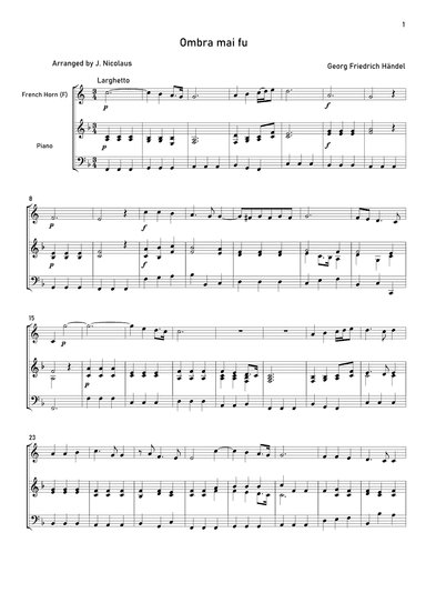 Ombra mai fu (arr. John Nicolaus)