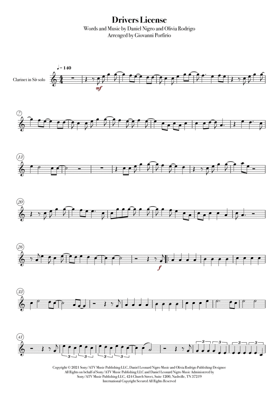 Drivers License (arr. Giovanni Porfirio)