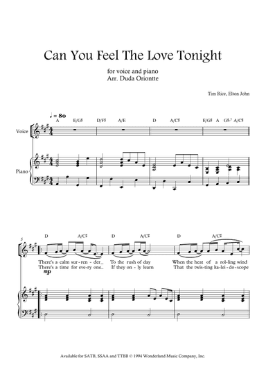Can You Feel The Love Tonight (arr. Duda Oriontte)
