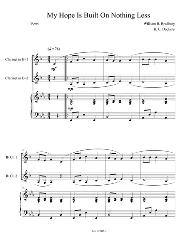 My Hope is Built on Nothing Less (Clarinet Duet with Piano Accompaniment) (arr. B. C. Dockery)