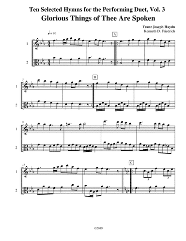 Ten Selected Hymns for the Performing Duet, Vol. 3 - violin and viola (arr. Kenneth D. Friedrich)