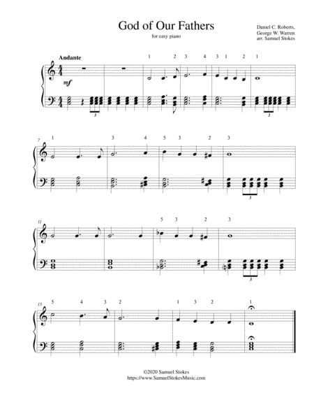 God of Our Fathers (God of the Ages) - for easy piano (arr. Samuel Stokes)