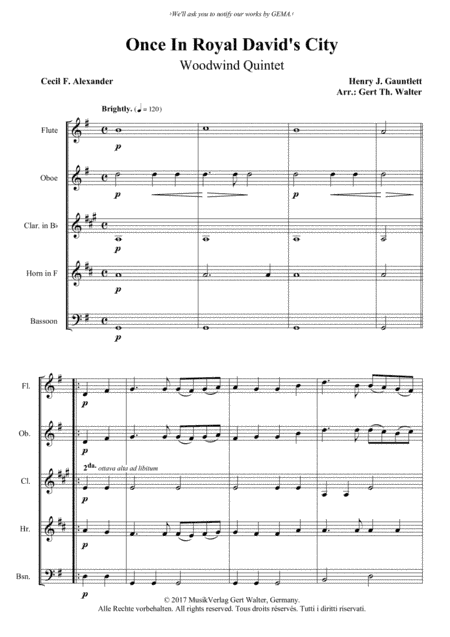 Once In Royal David's City (arr. Gert Th. Walter)