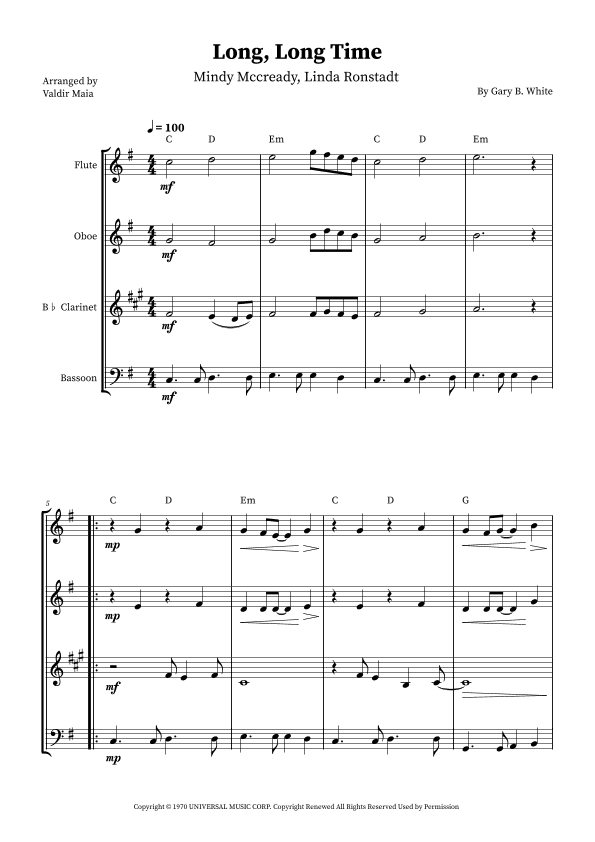 Long Long Time (arr. Valdir Maia)