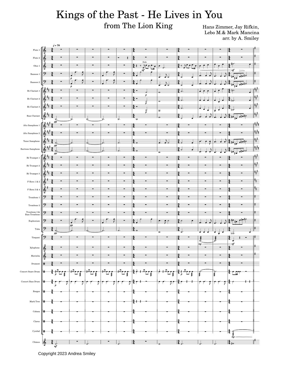 He Lives In You (reprise) (arr. Andrea Smiley)