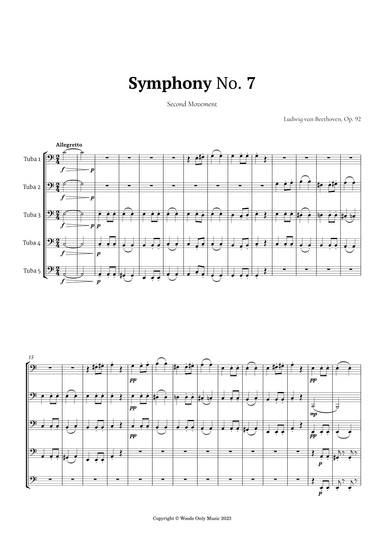 2nd Movement of Symphony No. 7 by Beethoven for Tuba Quintet (arr. Ander)
