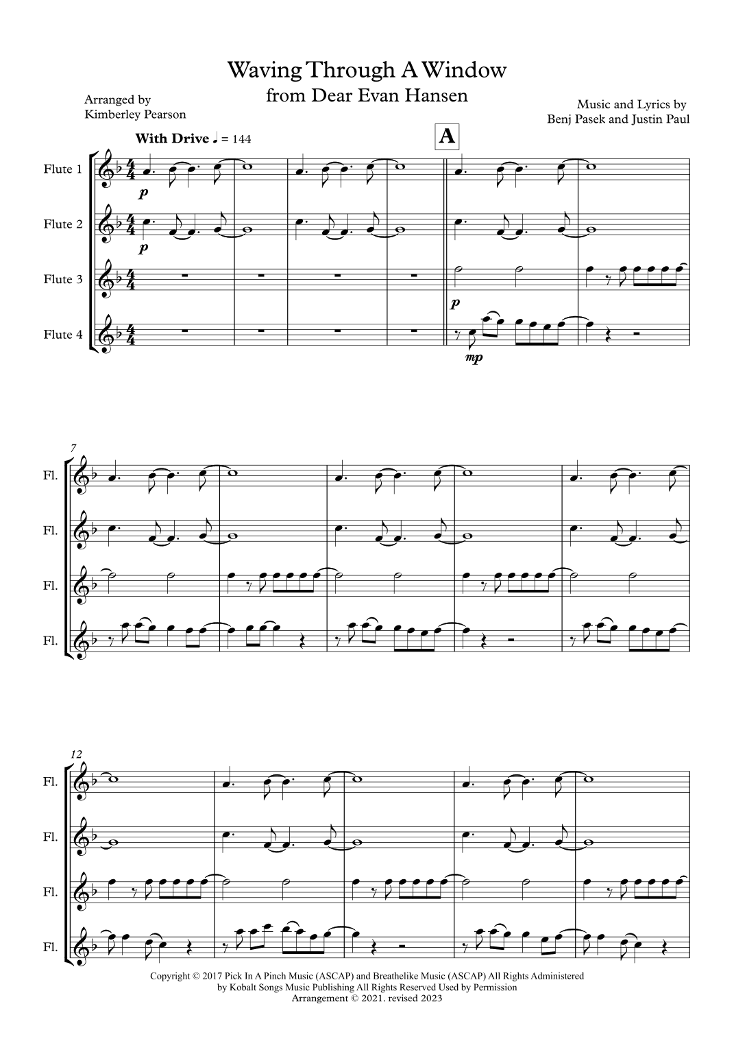 Waving Through A Window (arr. Wind Sheet Music Arrangements)