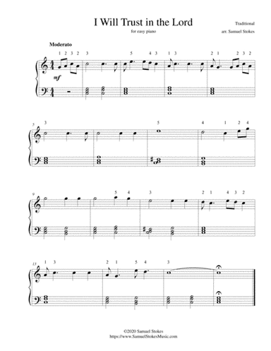 I Will Trust in the Lord 'Til I Die - for easy piano (arr. Samuel Stokes)