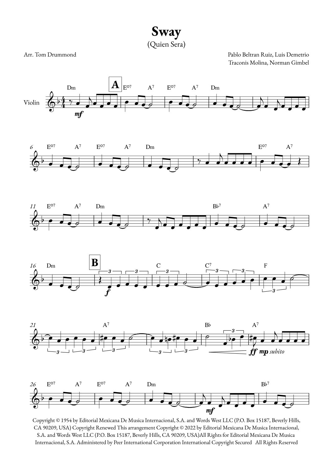 Sway (quien Sera) (arr. Tom Drummond)
