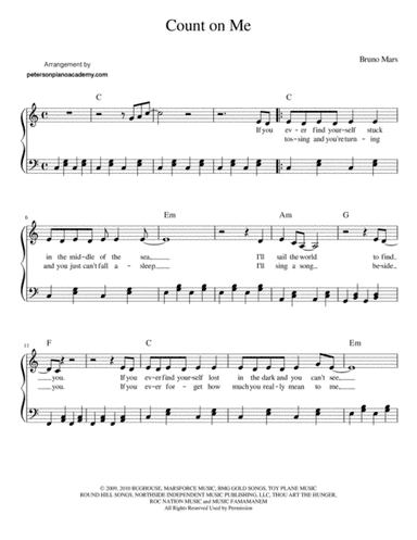 Count On Me (arr. Peterson Piano Academy)