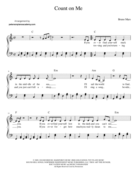Count On Me (arr. Peterson Piano Academy)