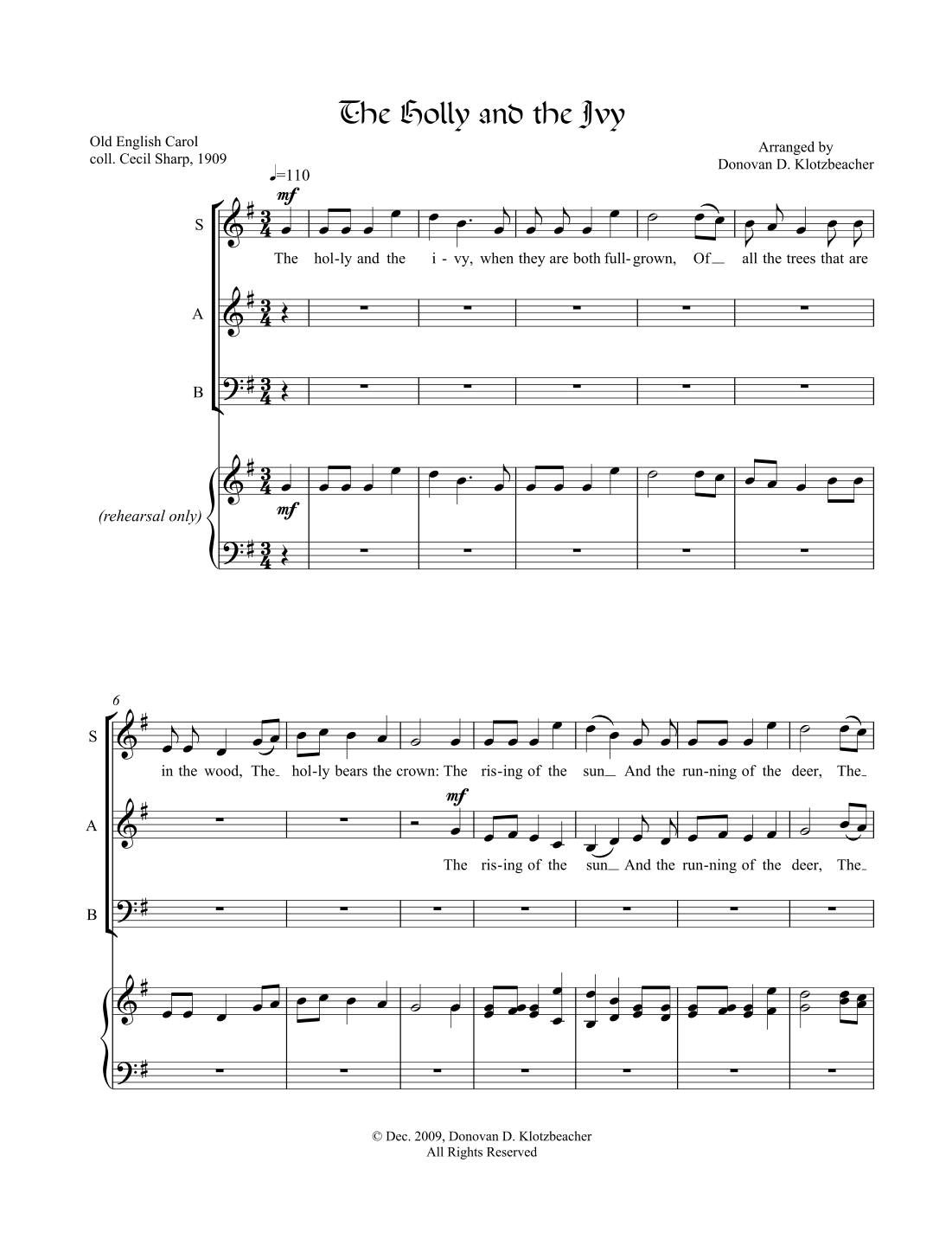 The Holly and the Ivy (arr. Donovan D. Klotzbeacher)