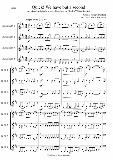 Quick we have but a second for clarinet quartet (arr. David Warin Solomons)