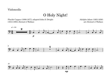 O Holy Night! - Cello Part (arr. Stewart J Wallace)