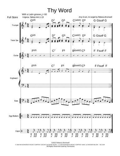 Thy Word - Score Only (arr. Rebecca Bromwell)