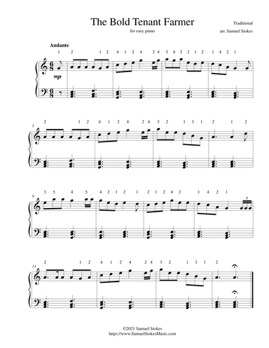 The Bold Tenant Farmer - for easy piano (arr. Samuel Stokes)