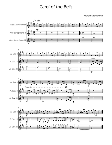 Carol of the Bells - Sax Trio (arr. Ygor Nunes)