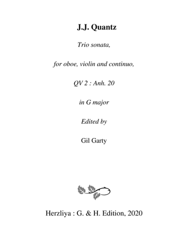 Trio sonata QV 2 Anh. 20 for oboe, violin and continuo in G major (arr. Gil Garty)
