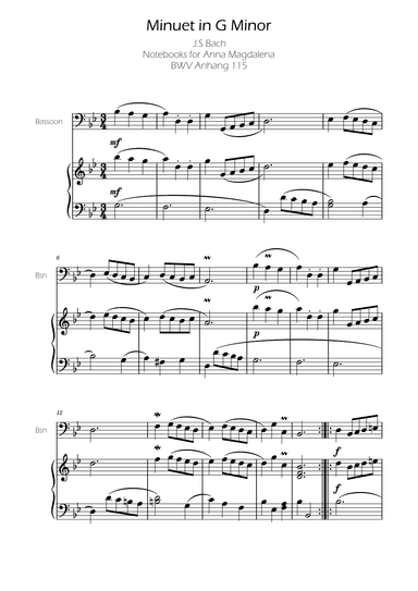 Minuet in G minor BWV Anh. 115 - Bach - Bassoon (arr. Ygor Nunes)