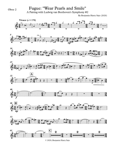 Fugue: "Wear Pearls and Smile" (A Pairing with Beethoven's Symphony #2) - Oboe 2
