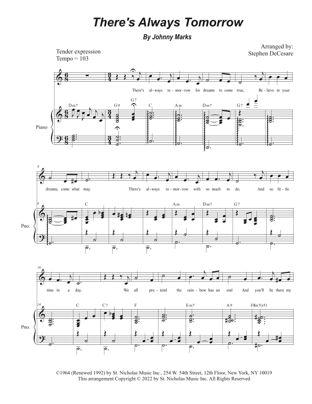 There's Always Tomorrow (arr. Stephen DeCesare)