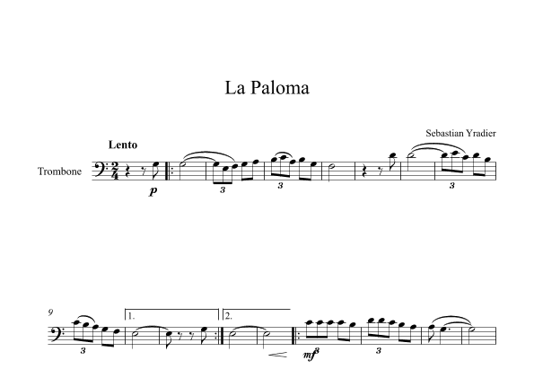 La Paloma - Sebastian Yradier (Trombone) (arr. Digital Book Music)
