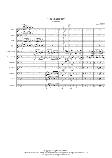 Scott Joplin: "The Entertainer" (in cut time/alla breve) - wind dectet (and bass) (arr. Ray Thompson)
