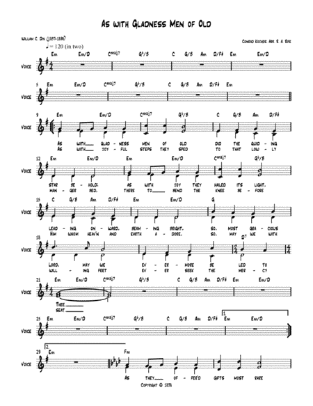 As with Gladness, Men of Old (lead sheet) (arr. Robert Alan Rife)