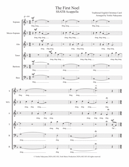 The First Noel - SSATBB Acappella (arr. Yoshie Nakayama)