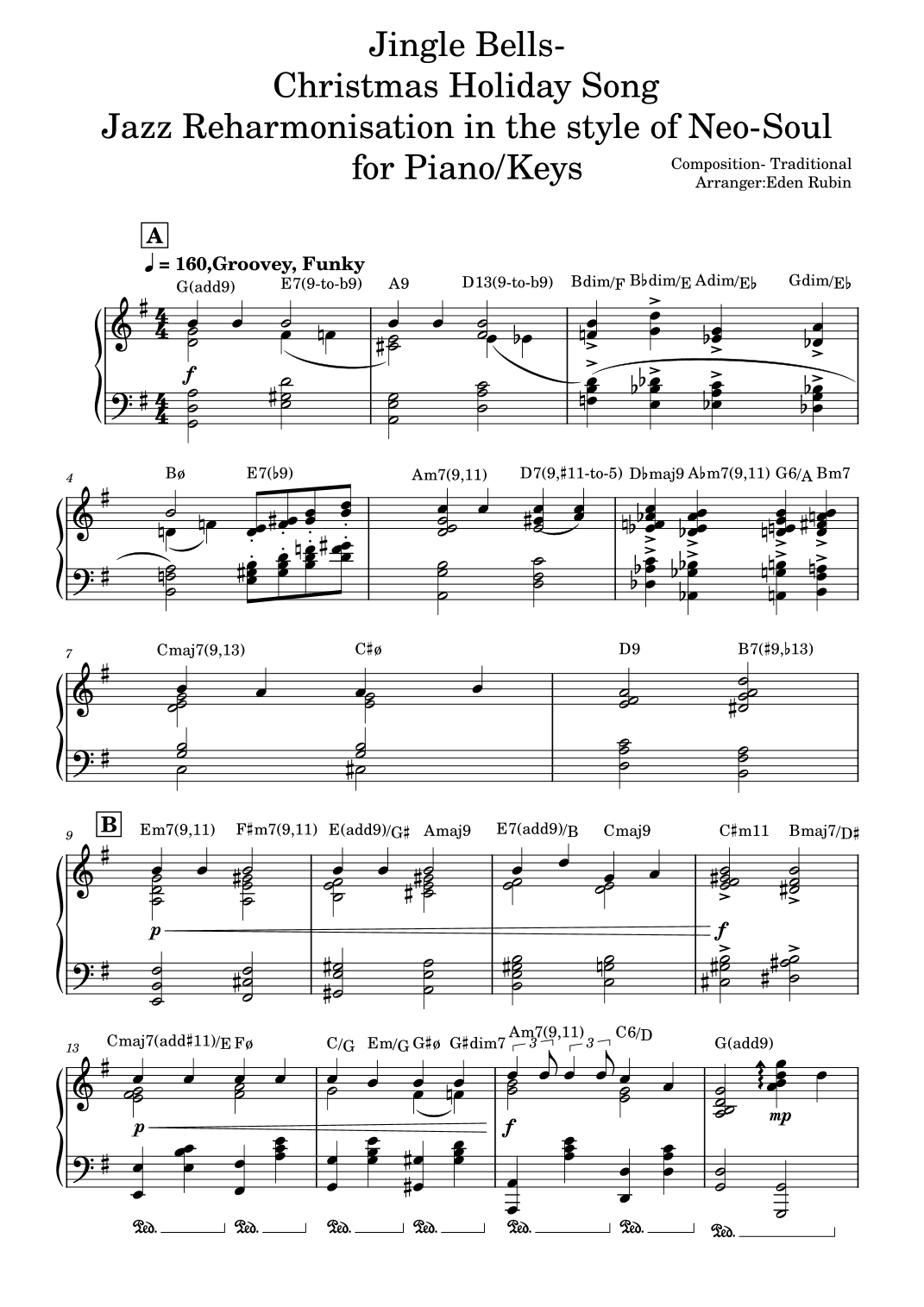 Jingle Bells - Piano Jazz Reharmonisation (arr. Eden Rubin)