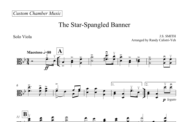 Star-Spangled Banner (solo viola) (arr. Randy Calistri-Yeh)