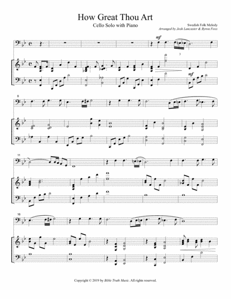 How Great Thou Art Instrumental Cello Solo (arr. Josh Lancaster, Byron Foxx)